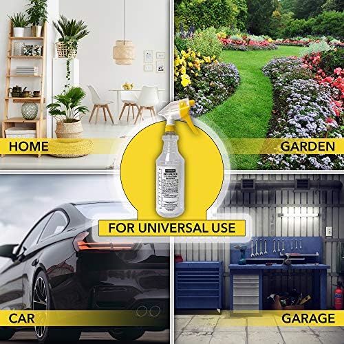 HARRIS Professional Spray Bottle 32oz (3-Pack), All-Purpose for Cleaning and Plants with Clear Finish, Pressurized Sprayer, Adjustable Nozzle and Measurements