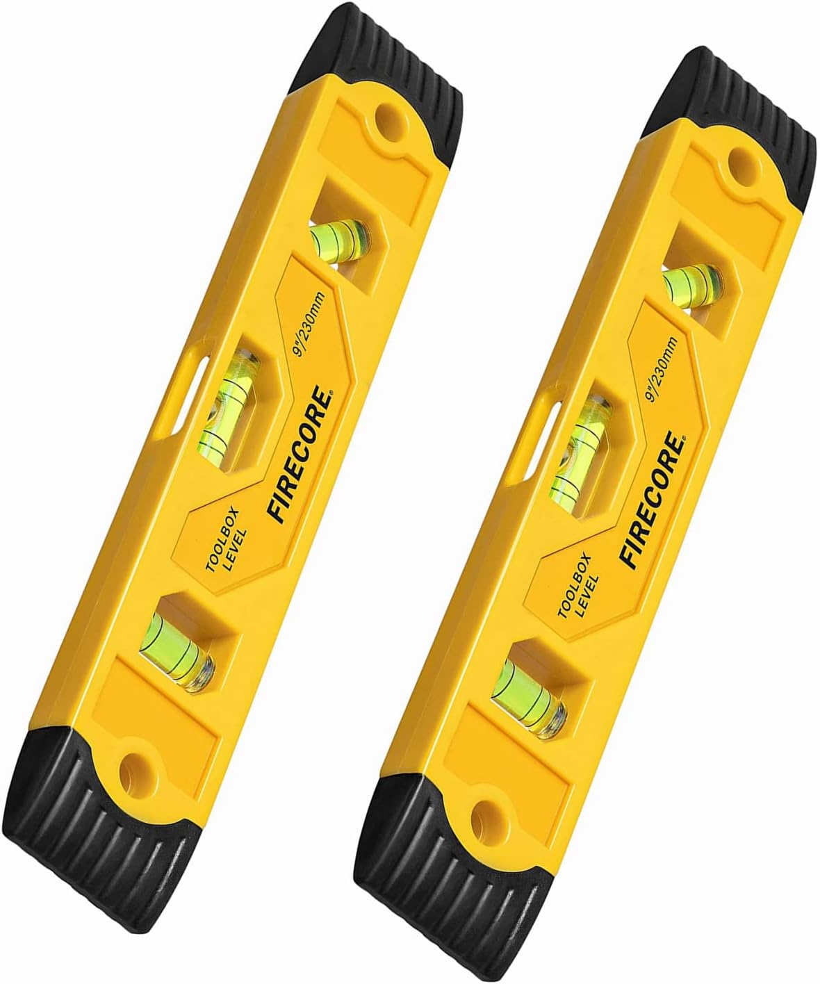 Torpedo Level Magnetic, Firecore 9 Inch Shockproof Small Leveler Tool with 3 Bubble Spirit Level 45 90 180 Degree, Construction Levelers for Hanging Pictures Install Shelf Home Renovation