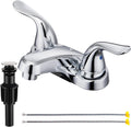 Bathroom Sink Faucets 2/3 Hole,Brushed Nickel Dual Handles 4 inch Plastic Plating Over Bathroom Faucet with Pop-up Drain and 2 Supply Hoses for Apartment Rvs Sink Vanity