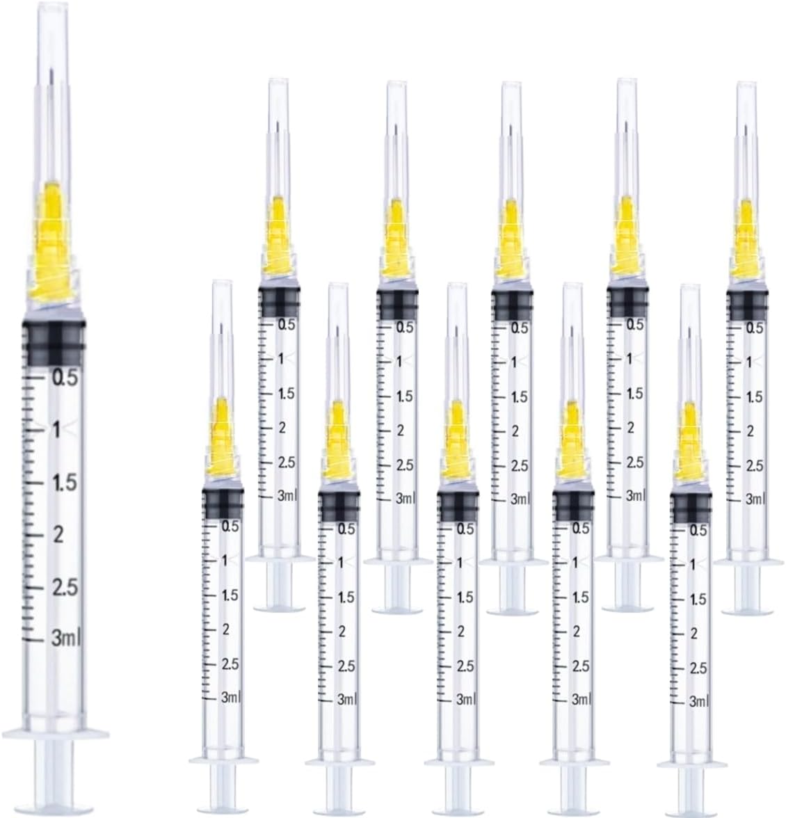 Luer lock 1ml Syringe with 23G 1inch/25mm Lab Supplies for Scientific Research, Industrial Dispensing or Liquid Measuring, 50Pack