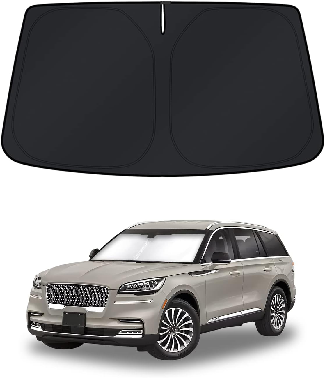 KUST Windshield Sun Shade for 2017-2026 Tesla Model Y/Model 3 Sunshade Accessories (Fit 2025-2026 Model Y Juniper / 2024 Model 3 Highland) Upgraded Foldable Sunshade, Blocks UV Rays Keep Car Cool