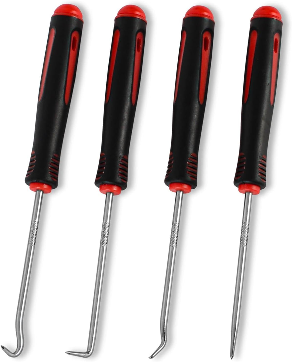 4-Piece Hook and Pick Set, Precision Automotive Pick Tool & O Ring Pick Set with Comfort Grip & Anti-Slip Shaft for Oil Seal, Gasket Removal, and Electronic Repair