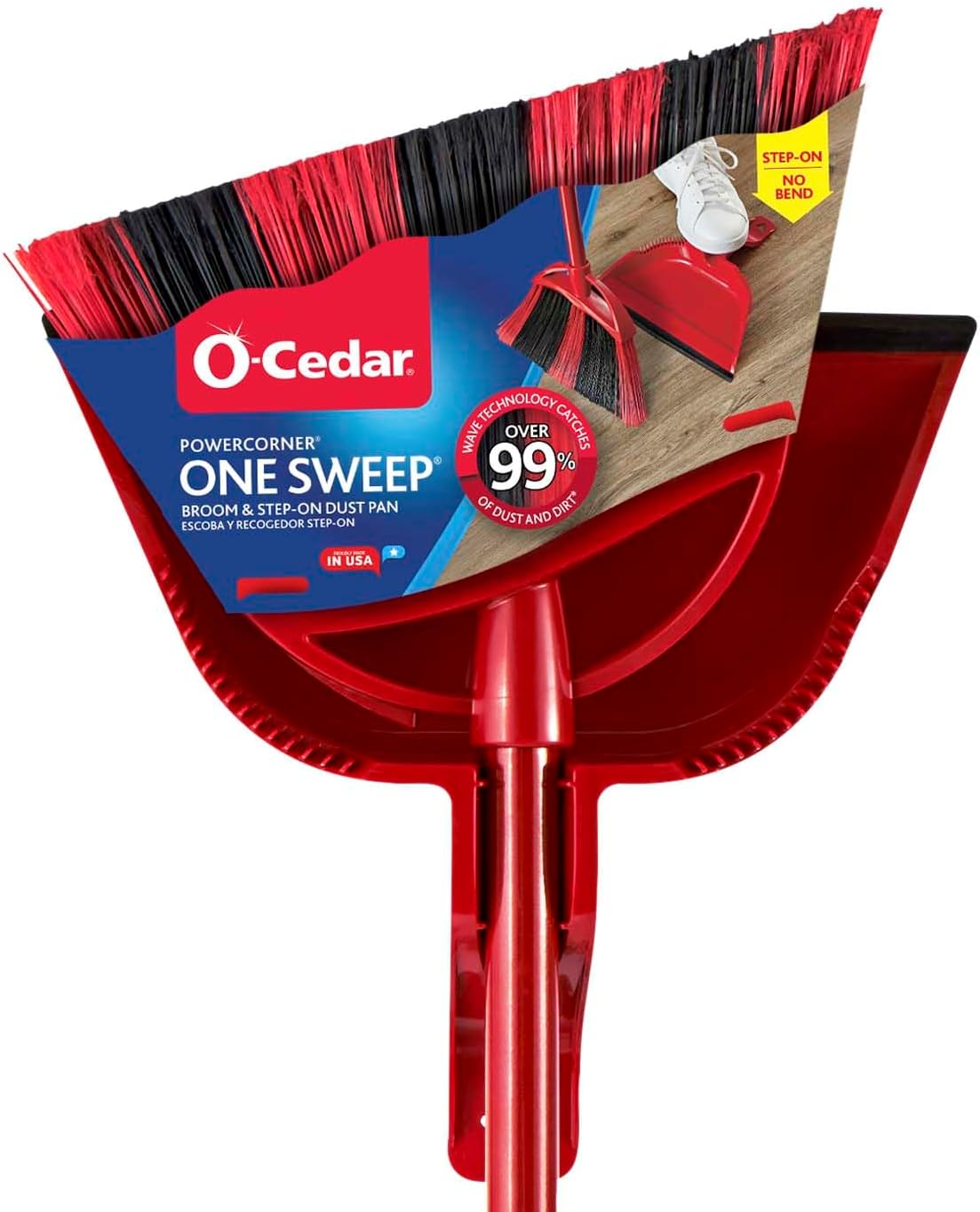 O-Cedar Pet Pro Broom with Step-On Dustpan | Removes Over 99% of Dust & Dirt in One Sweep | Removes 3X More Pet Hair | Quiet Cleaning Tool for Cat and Dog Owners