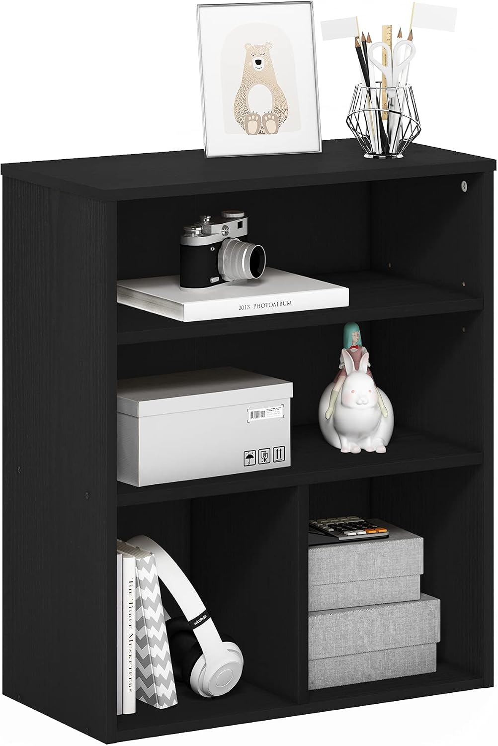 Furinno JAYA Book Shelf, 3-Tier Bookshelf, Bookcase with Adjustable Shelves, 9.5 x 24.5 x 40.3, for Organization and Storage, for Living Room, Bedroom, Home Office, French Oak