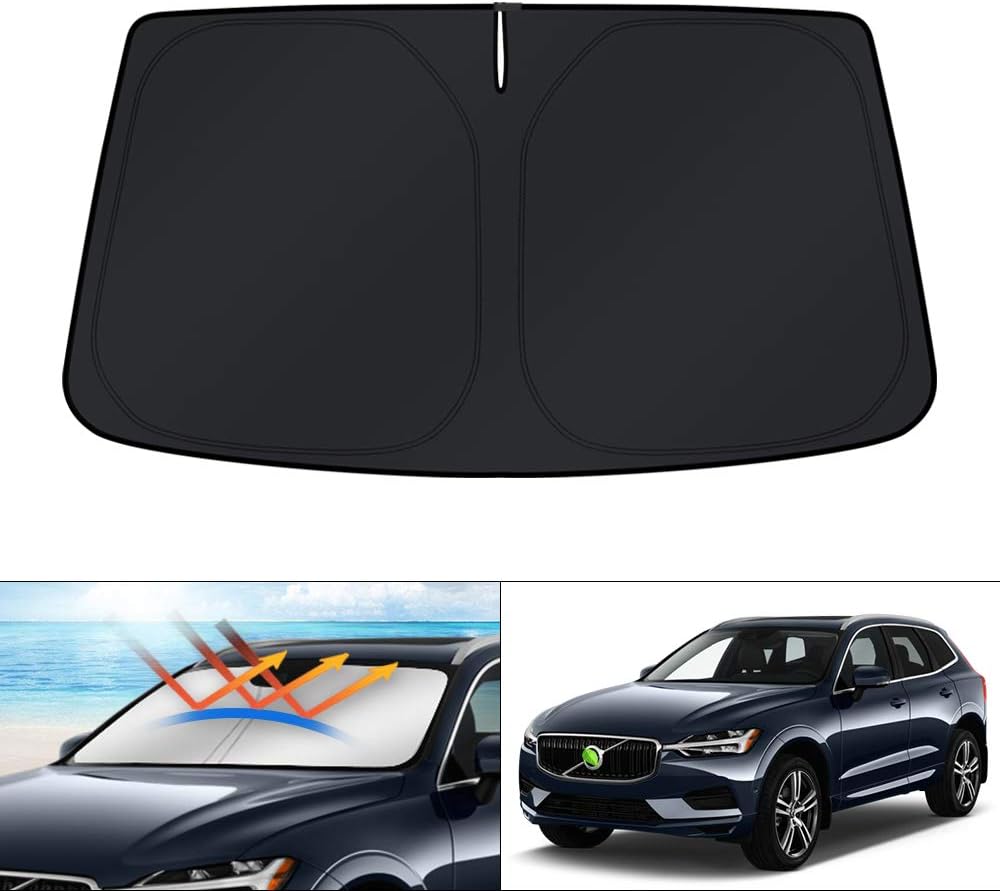 KUST Windshield Sun Shade for 2017-2026 Tesla Model Y/Model 3 Sunshade Accessories (Fit 2025-2026 Model Y Juniper / 2024 Model 3 Highland) Upgraded Foldable Sunshade, Blocks UV Rays Keep Car Cool