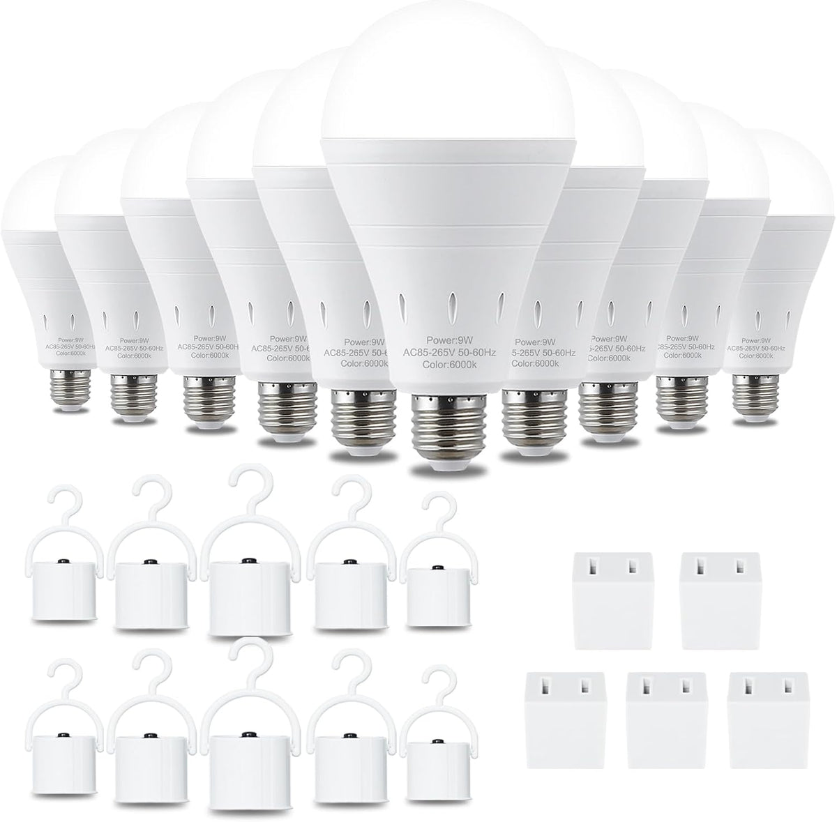 DEBAOBULB 6 Pack Rechargeable Emergency Light Bulbs, Battery Powered LED Light Bulb 6000K Daylight E26 120 Volt 9W 60W Equivalent with 1200mAh for Home Power Outage Camping Hurricane