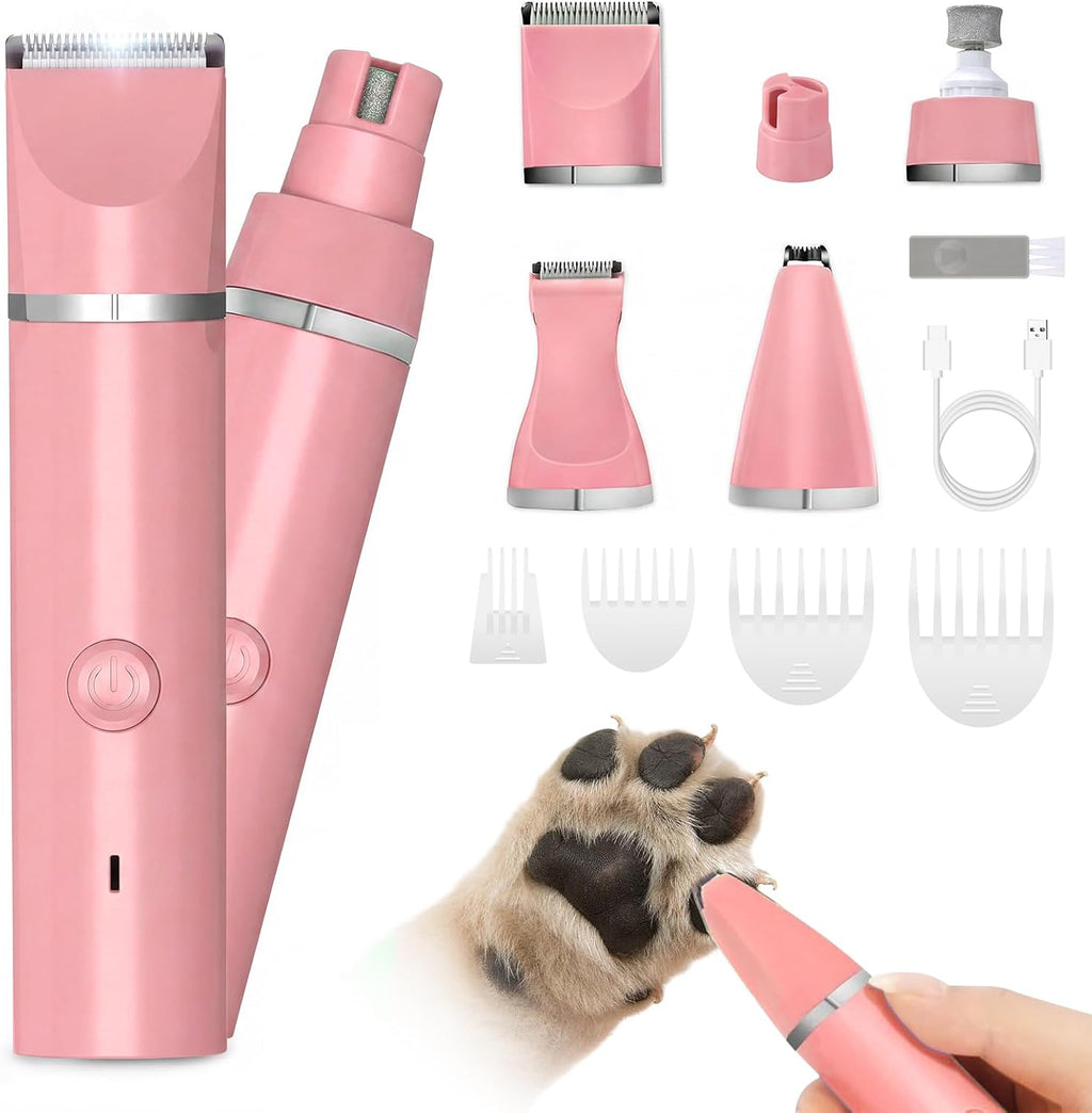 Veeconn 4 in 1 Dog Clippers Grooming Kit with Paw Hair Trimmer for Cat Pet