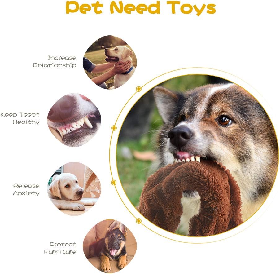 Dog Squeaky Chew Toys No Stuffing Soft Plush for Small Medium Large Breed | Best Birthday Gifts to Keep Them Busy Chewer Teething Chewing Fetch Interactive Squeakers Pet Supplies Bundle Tough Durable