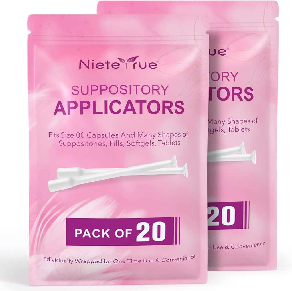 Nieteyrue Disposable Suppository Applicators Individually Wrapped Hygienic Fit to Size 00 Cap-sules and Many Shapes of Suppositories, Tablets Feminine Care Applicators from (20 Counts)