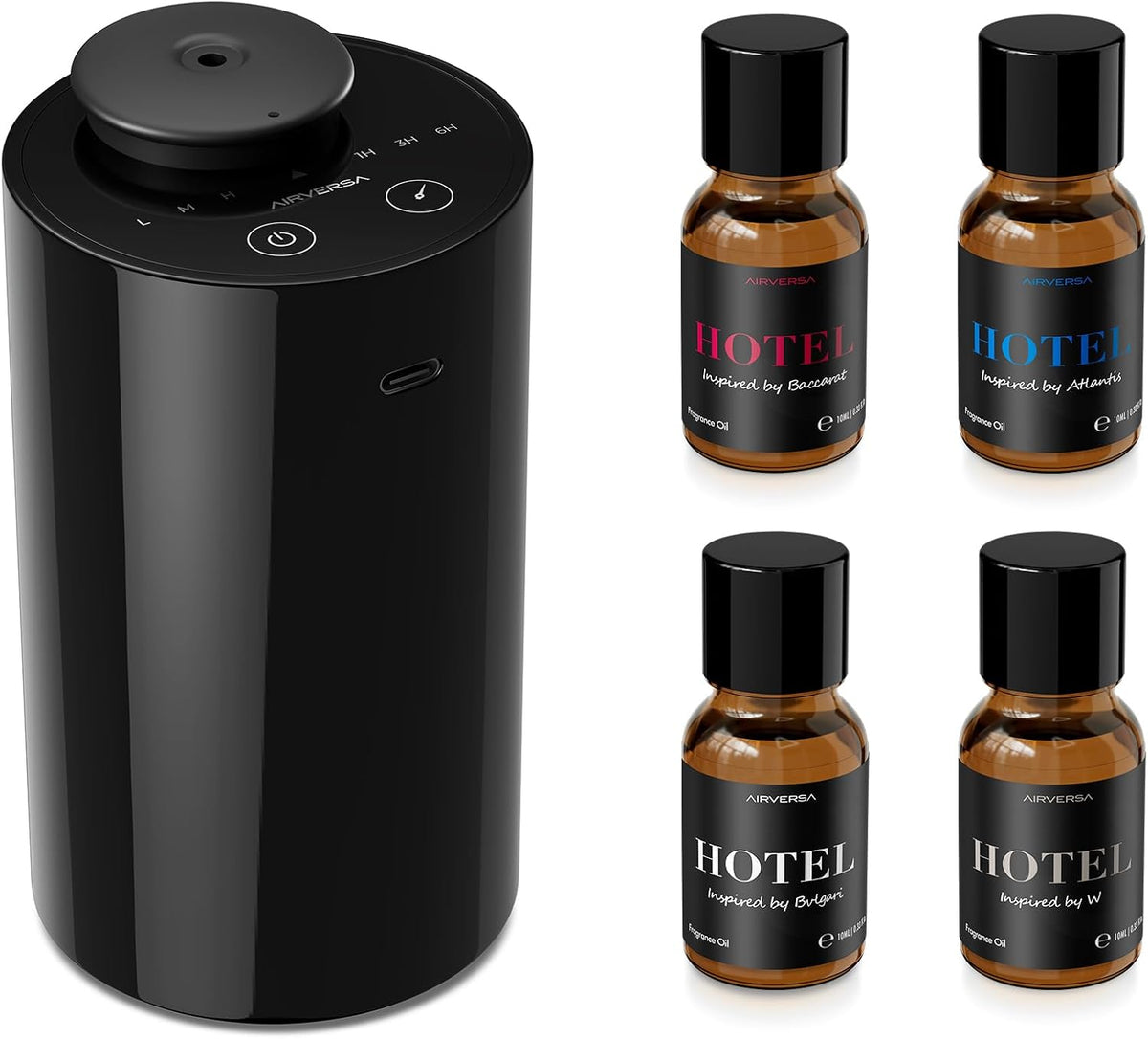Airversa AN6 Waterless Diffuser for Essential Oil for Home, Room, Black