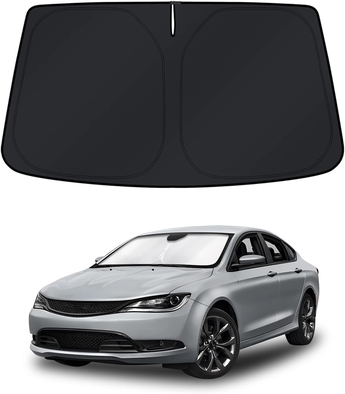 KUST Windshield Sun Shade for 2017-2026 Tesla Model Y/Model 3 Sunshade Accessories (Fit 2025-2026 Model Y Juniper / 2024 Model 3 Highland) Upgraded Foldable Sunshade, Blocks UV Rays Keep Car Cool