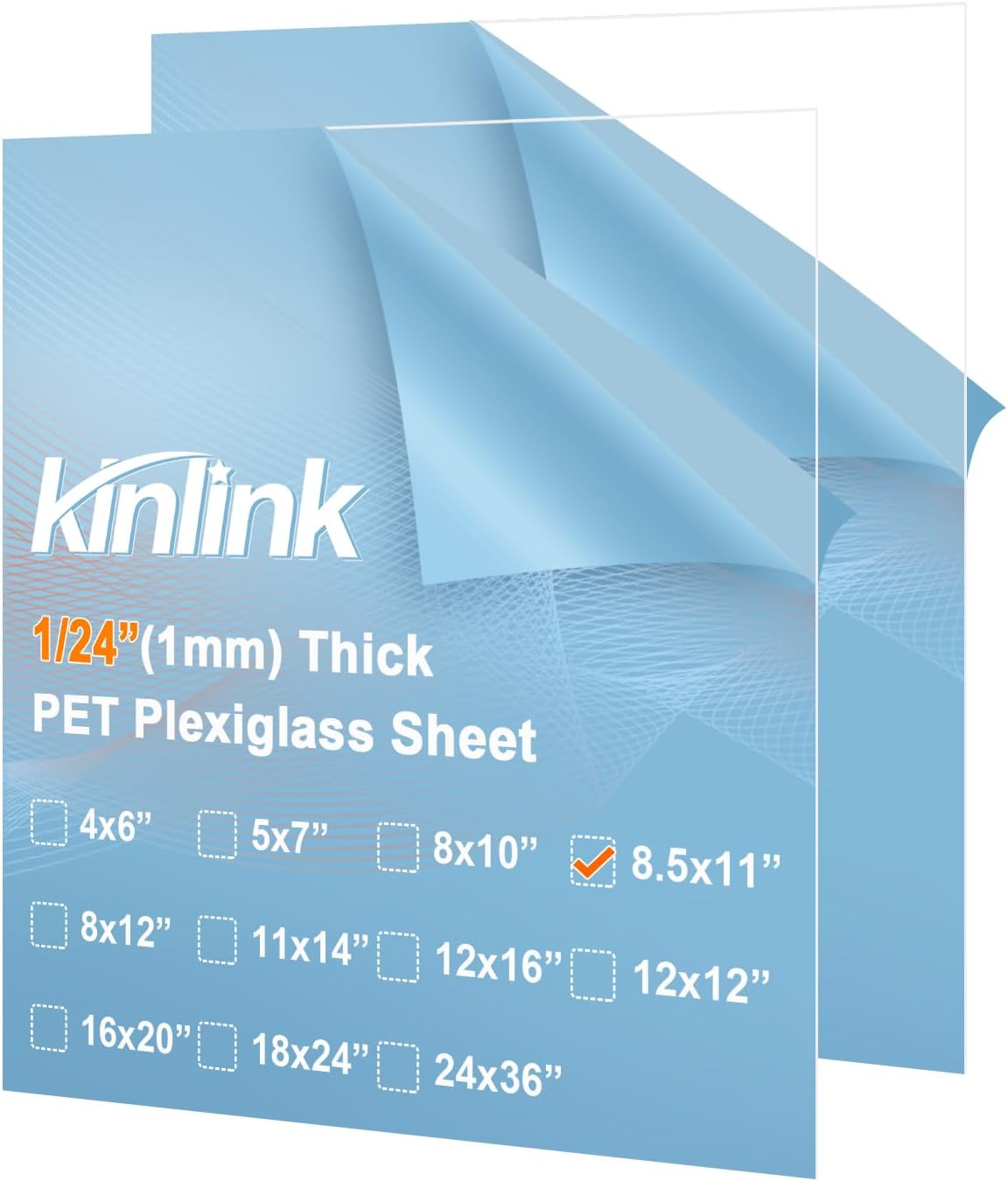 KINLINK 24x36 Plexiglass Sheets 1/8 inch Thick, 3mm Clear PET Plastic Sheet for DIY Project, Craft, Table top, Picture Frame, Acrylic Sign and Wedding Invitation 2 Pack