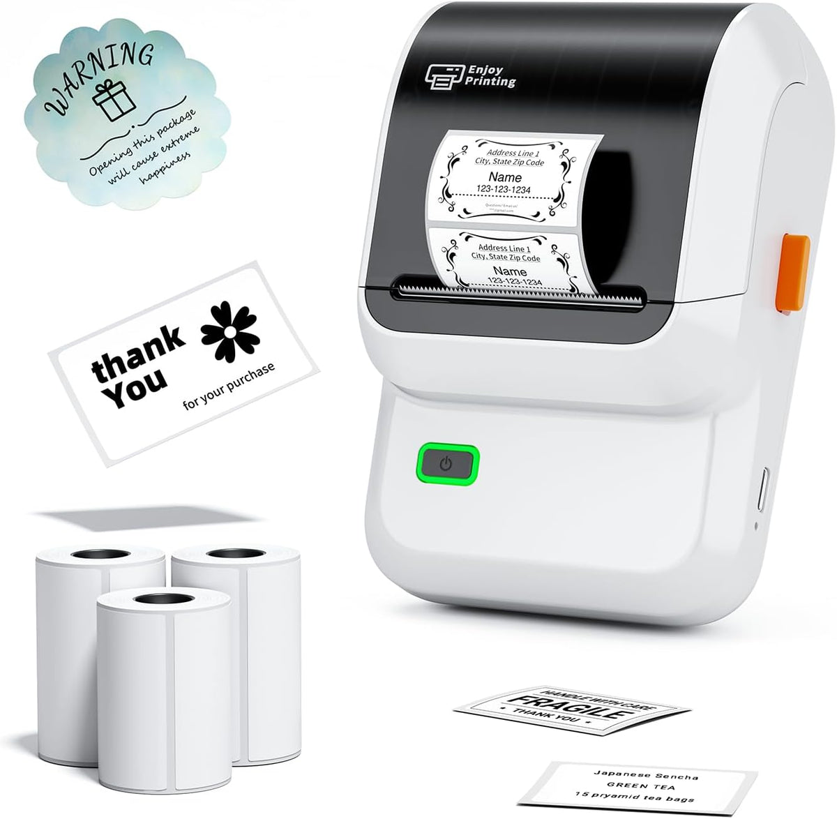 Ponek Label Maker Machine with Tape, 2 Inch Bluetooth Label Printer, Black