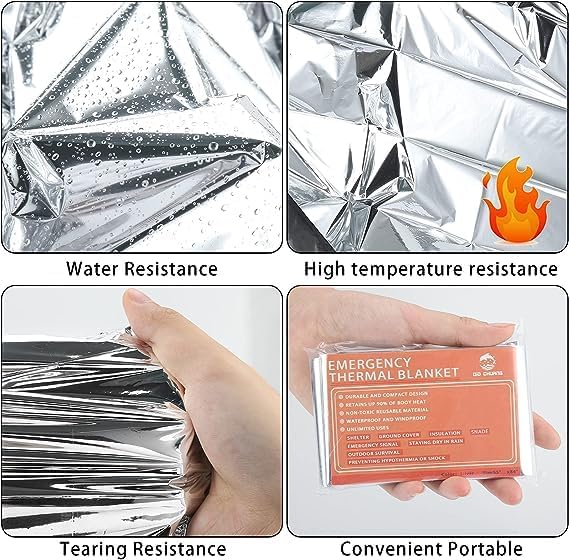 QIO CHUANG Emergency Mylar Thermal Blankets 4 Packs Survival Kit 84''x55''