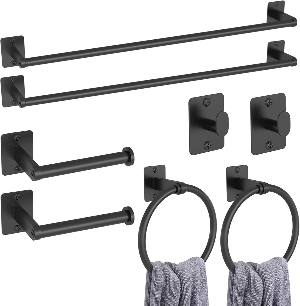 KLJKPA Black Bathroom Accessories Set, 4-Piece Bathroom Hardware Set