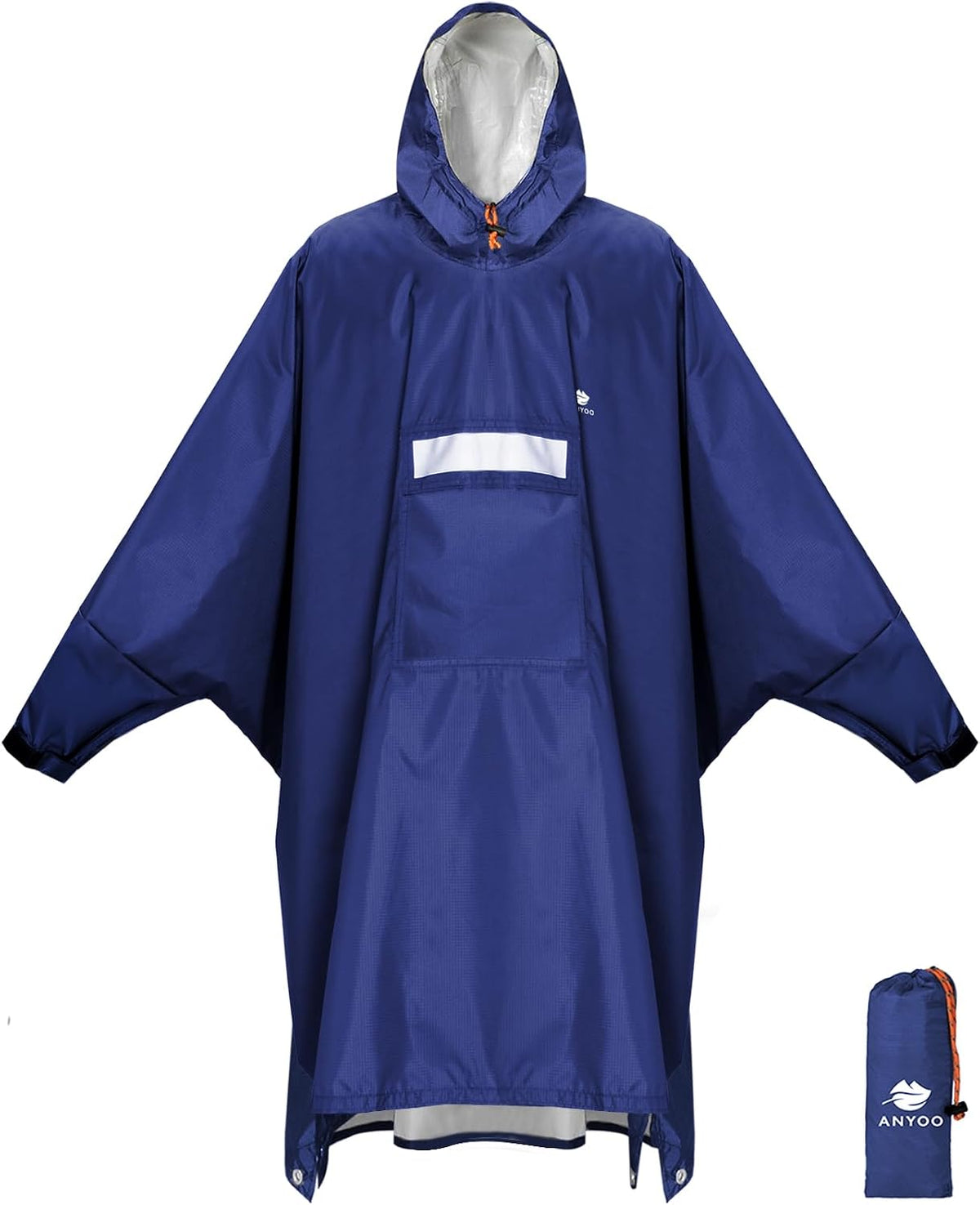 ANYOO Hooded Rain Poncho for Adult Waterproof Lightweight Raincoat