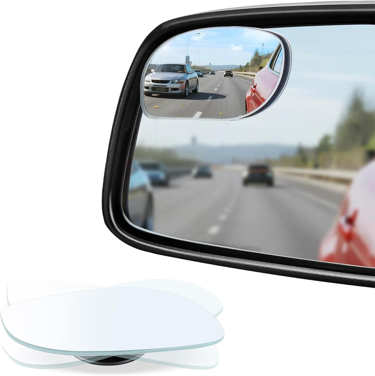 LivTee Blind Spot Mirrors, Heart Shaped HD Glass Frameless Convex Rear View Mirrors, Wide Angle Adjustable Stick for Side Mirror, Automotive Exterior Accessories for Car, SUV & Trucks, Pack of 2