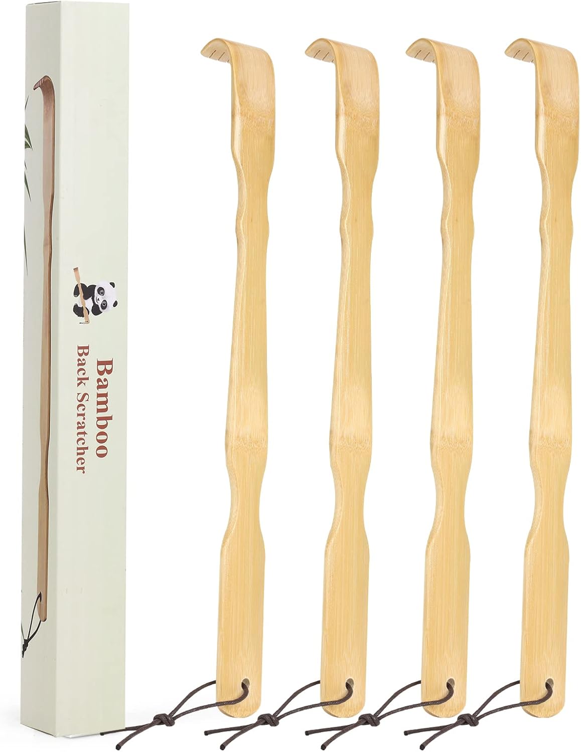YIMICOO 2 Pack Wooden Bamboo Back Scratcher, 17 Inch Long Handle Back Scratchers for Adults Men Women, with Beautiful Gift Packaging