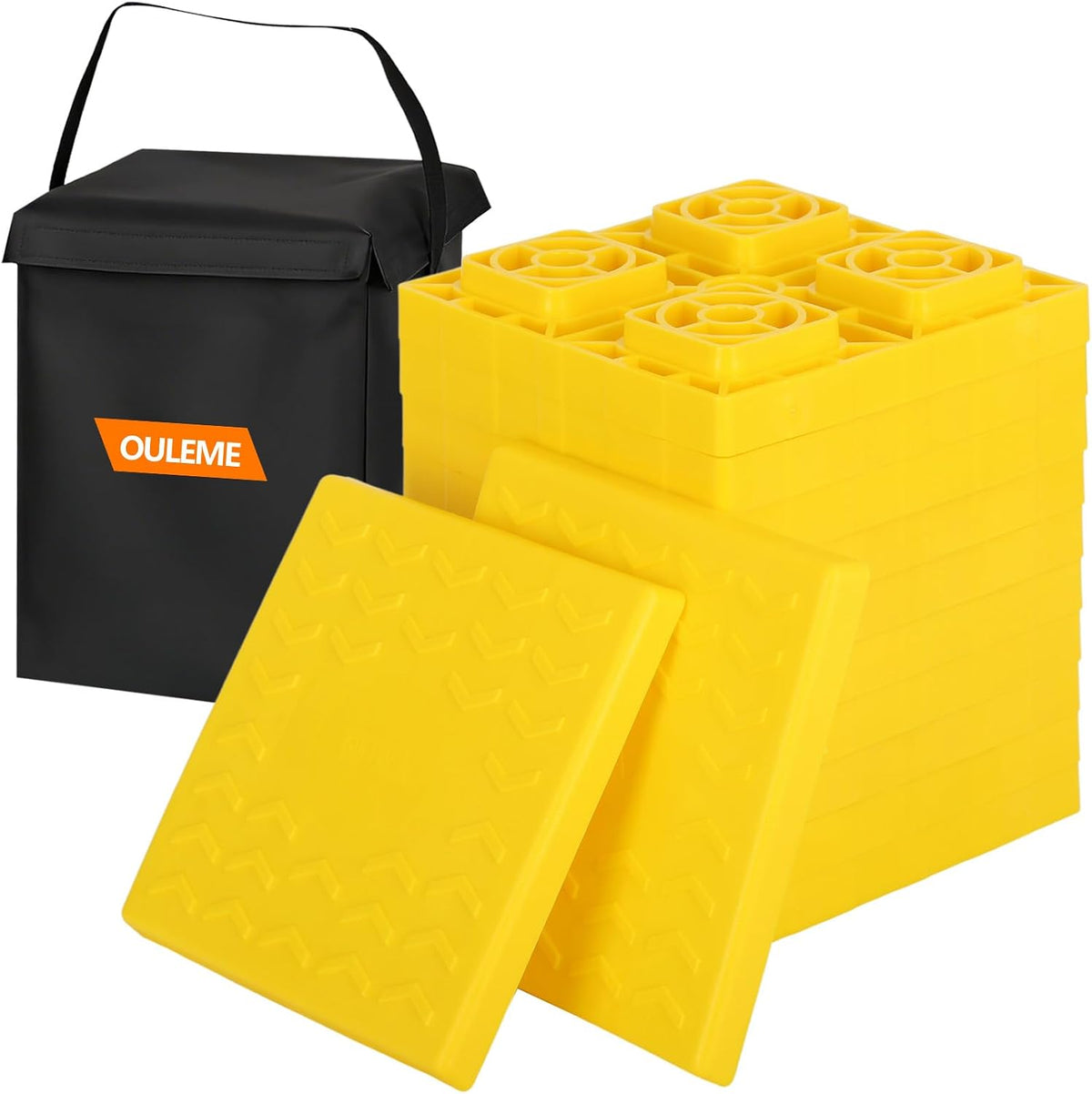 OULEME 12 Pack RV Leveling Blocks, Stackable Jack Blocks, Interlocking Leveling Pads with Carrying Bag, for Camper Travel Trailer