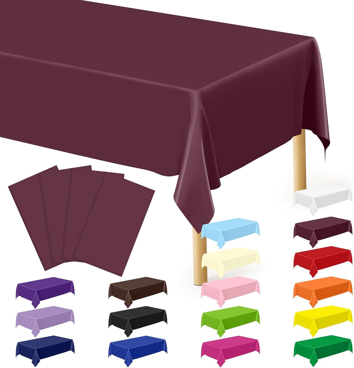 4Pack Black and Gold Tablecloths for Events, 54" x 108" Plastic Table Cloth Disposable for Rectangle Tables, Waterproof Table Cloth Cover for New Years Eve Decorations Holiday Birthday Wedding Dining