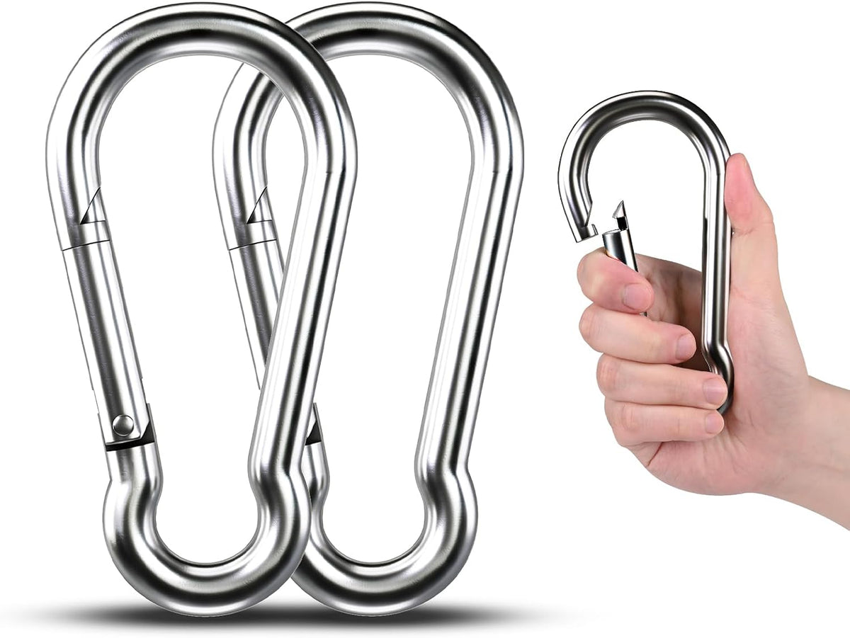 Small Carabiner Clip Hooks, 10pcs 1.57 inch Carabiners Heavy Duty, 304 Stainless Steel Spring Snap Hook Fits Camping Hiking, Metal Clips for Rope Chain Keychain Keys Rings
