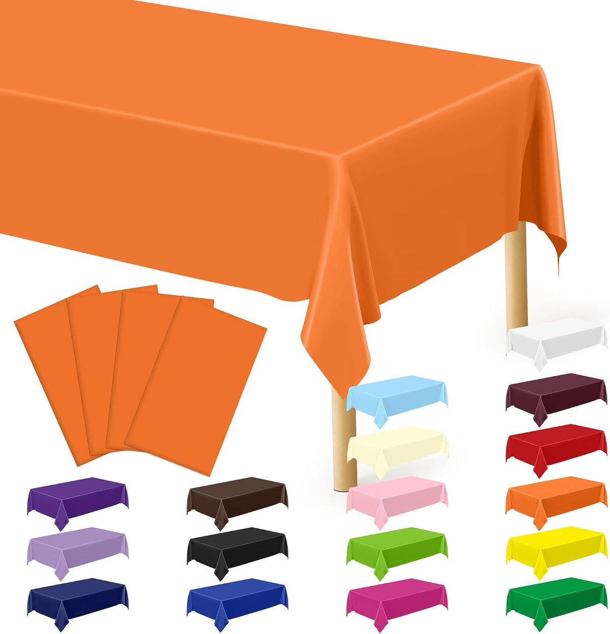 4Pack Black and Gold Tablecloths for Events, 54" x 108" Plastic Table Cloth Disposable for Rectangle Tables, Waterproof Table Cloth Cover for New Years Eve Decorations Holiday Birthday Wedding Dining
