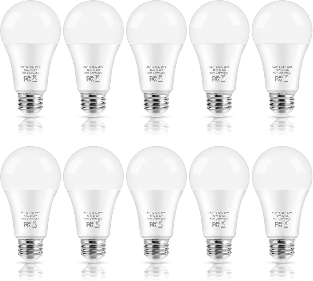 LED Light Bulbs, 100 Watt Equivalent A19, 13W 5000K Daylight White 1500 Lumens Non-Dimmable Bright E26 Edison Medium Screw Bulbs for Home Bedroom Kitchen Living Room Office Lamp, 4-Pack