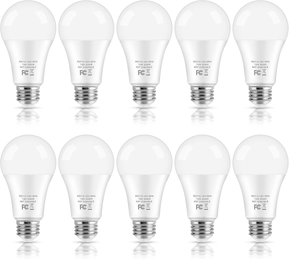 LED Light Bulbs, 100 Watt Equivalent A19, 13W 5000K Daylight White 1500 Lumens Non-Dimmable Bright E26 Edison Medium Screw Bulbs for Home Bedroom Kitchen Living Room Office Lamp, 4-Pack
