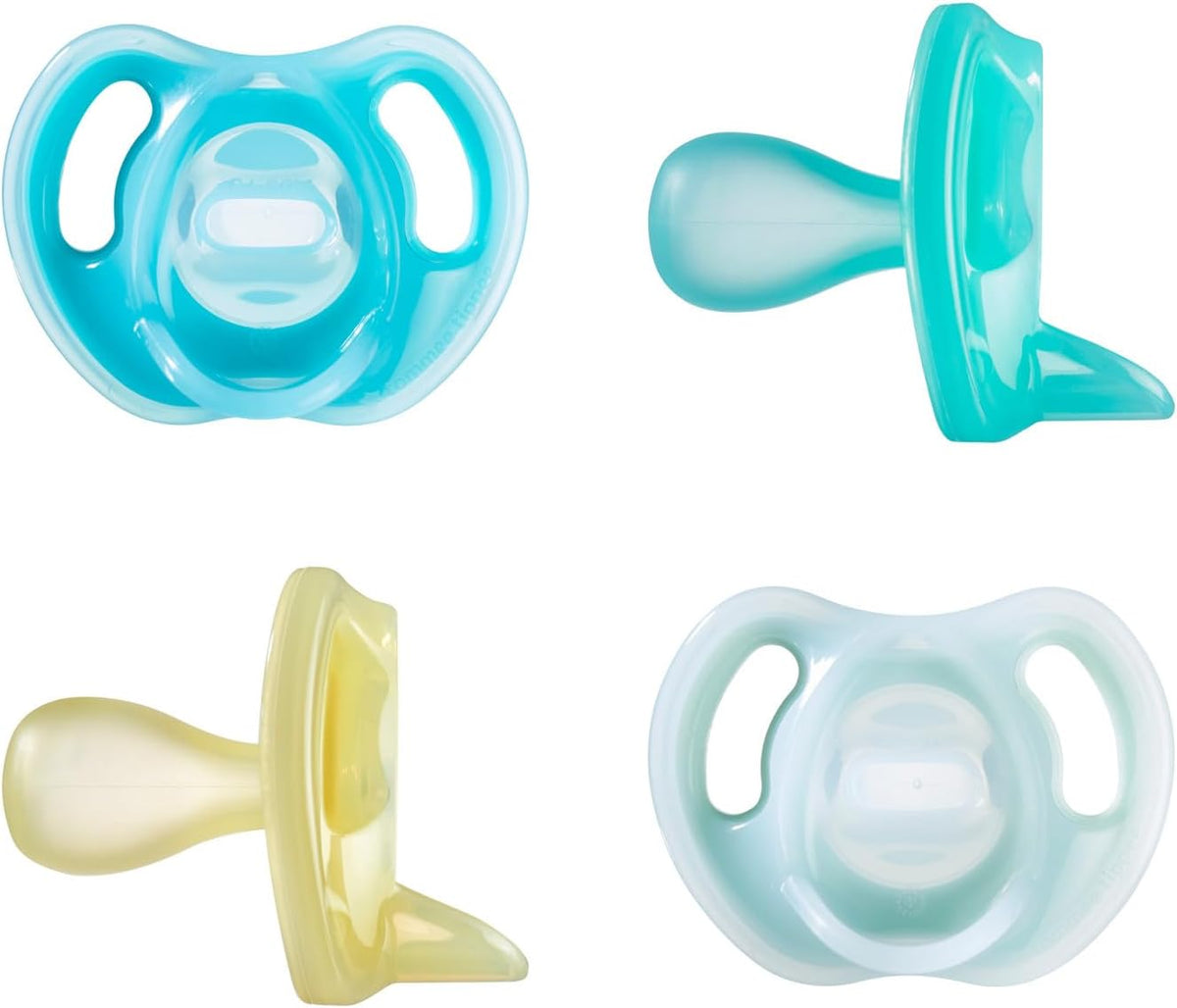 Tommee Tippee Ultra-Light Silicone Pacifier, 0-6 Months Blue & Green