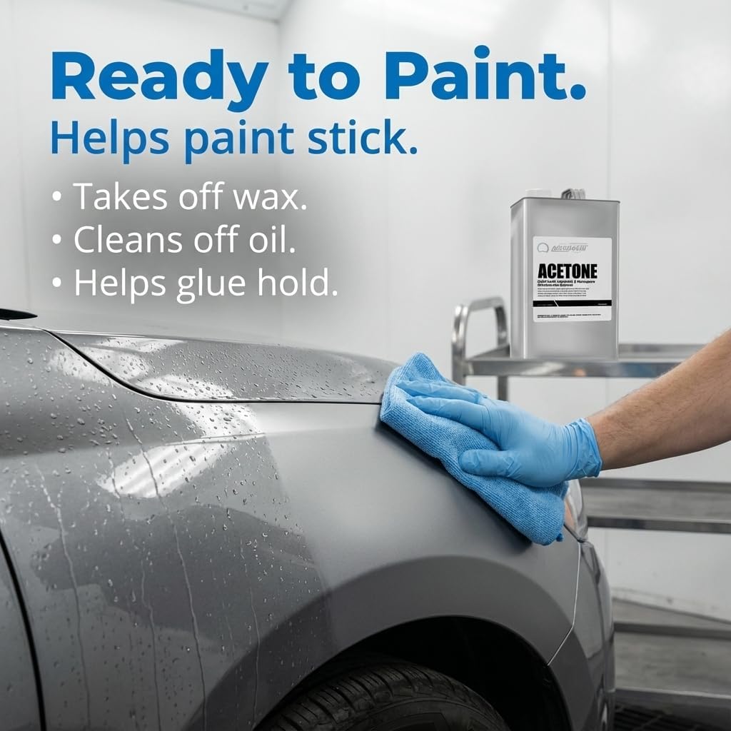 Nanoskin Acetone 1 Gallon – Industrial & Aerospace Grade Solvent Cleaner, Fast-Evaporating Degreaser for Metal, Glass & Composite Surface Prep, Residue-Free Formula for Paint & Adhesive Removal