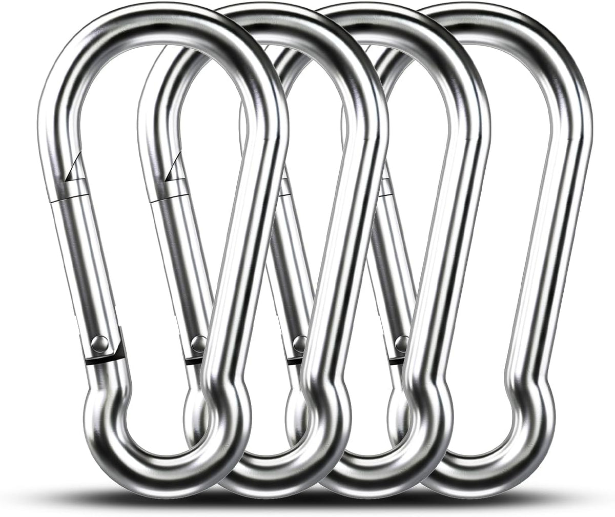 Small Carabiner Clip Hooks, 10pcs 1.57 inch Carabiners Heavy Duty, 304 Stainless Steel Spring Snap Hook Fits Camping Hiking, Metal Clips for Rope Chain Keychain Keys Rings