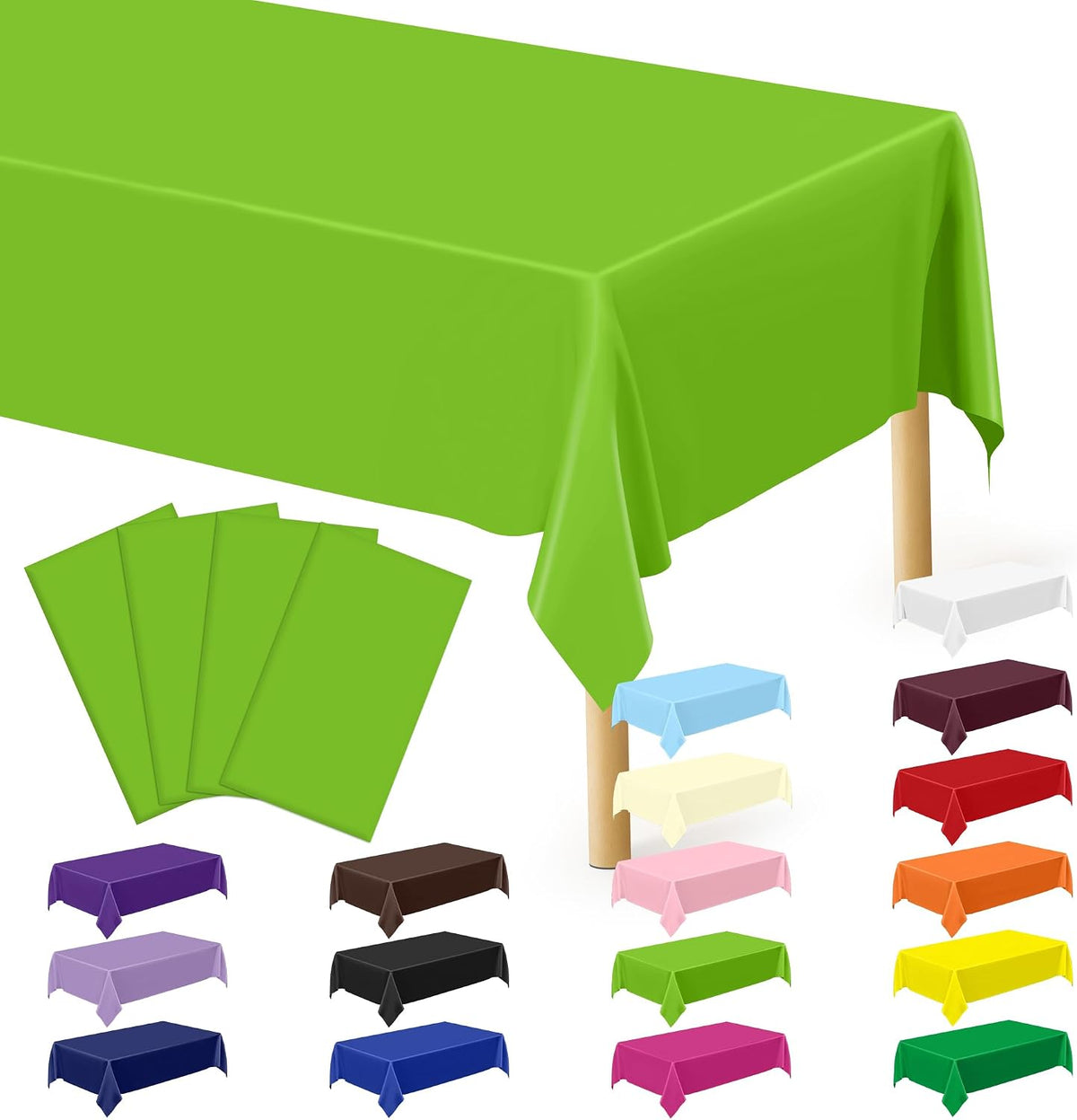 4Pack Black and Gold Tablecloths for Events, 54" x 108" Plastic Table Cloth Disposable for Rectangle Tables, Waterproof Table Cloth Cover for New Years Eve Decorations Holiday Birthday Wedding Dining