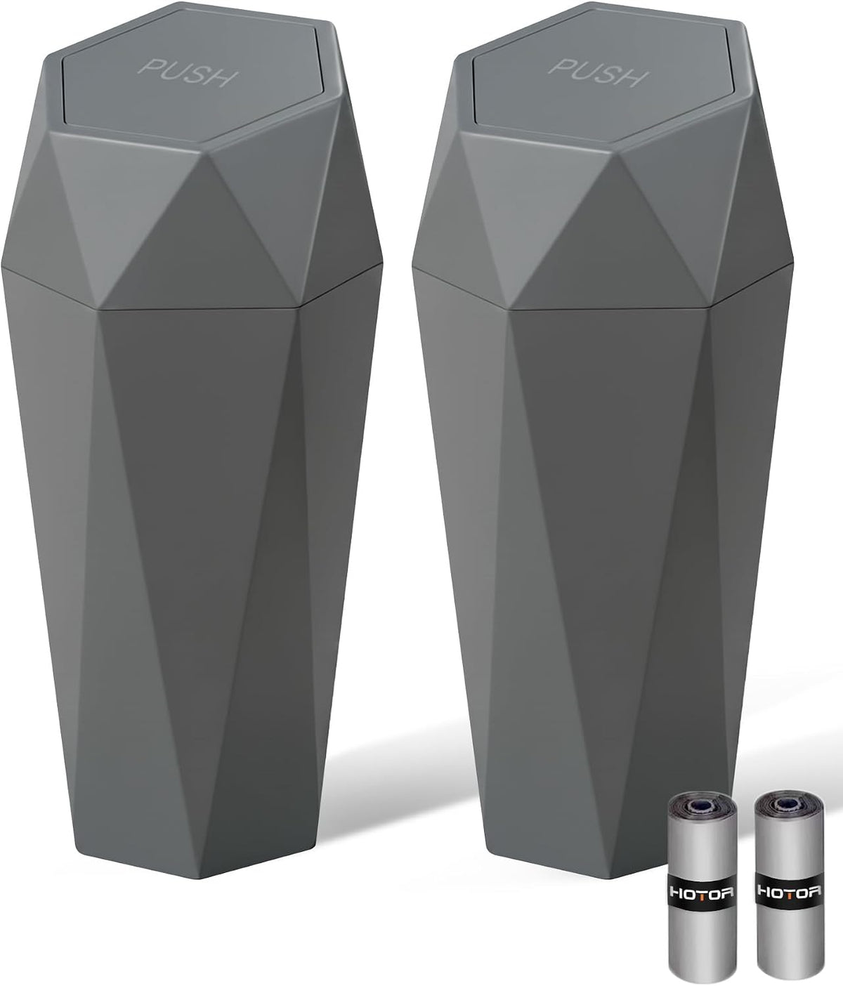 HOTOR Car Trash Can with Lid, Leakproof, Black, 2 Pack