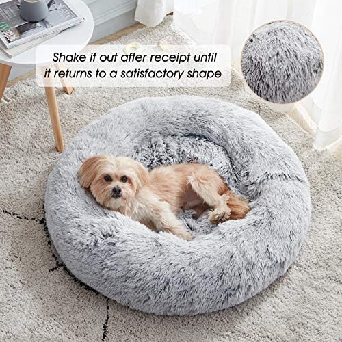 Western Home Calming Donut Cat Bed Small Dog Bed Washable,20" Light Grey