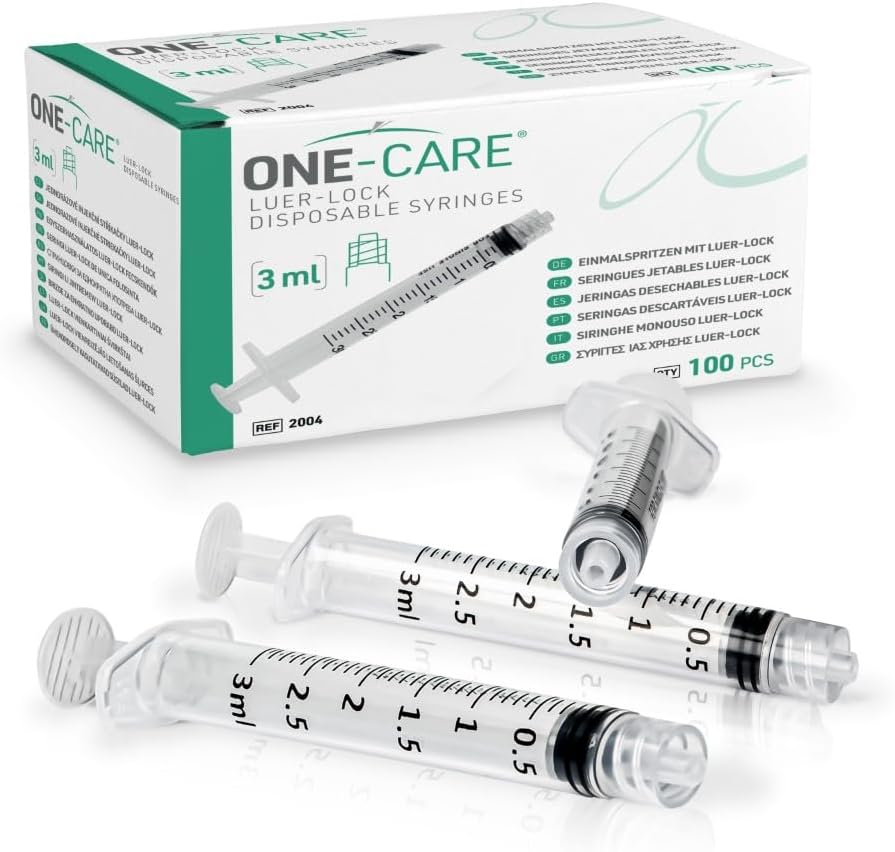 ONE-CARE Luer-Lock Syringe, 1 mL, 100 Count, Blister-Packed
