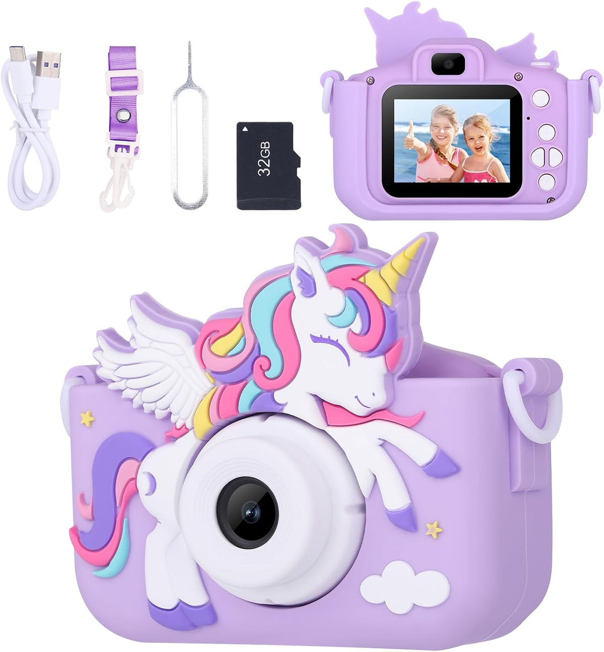 Unicorn Toys Camera for Kids Girls Age 3-8, Purple
