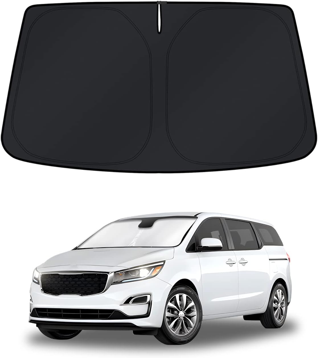 KUST Windshield Sun Shade for 2017-2026 Tesla Model Y/Model 3 Sunshade Accessories (Fit 2025-2026 Model Y Juniper / 2024 Model 3 Highland) Upgraded Foldable Sunshade, Blocks UV Rays Keep Car Cool