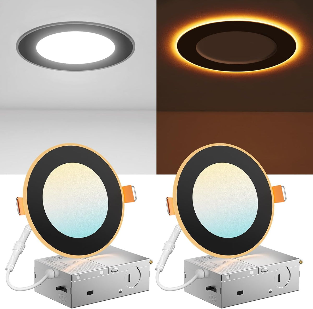 Amico 12 Pack 6 Inch LED Recessed Light with Night Light, 5CCT, 1100LM