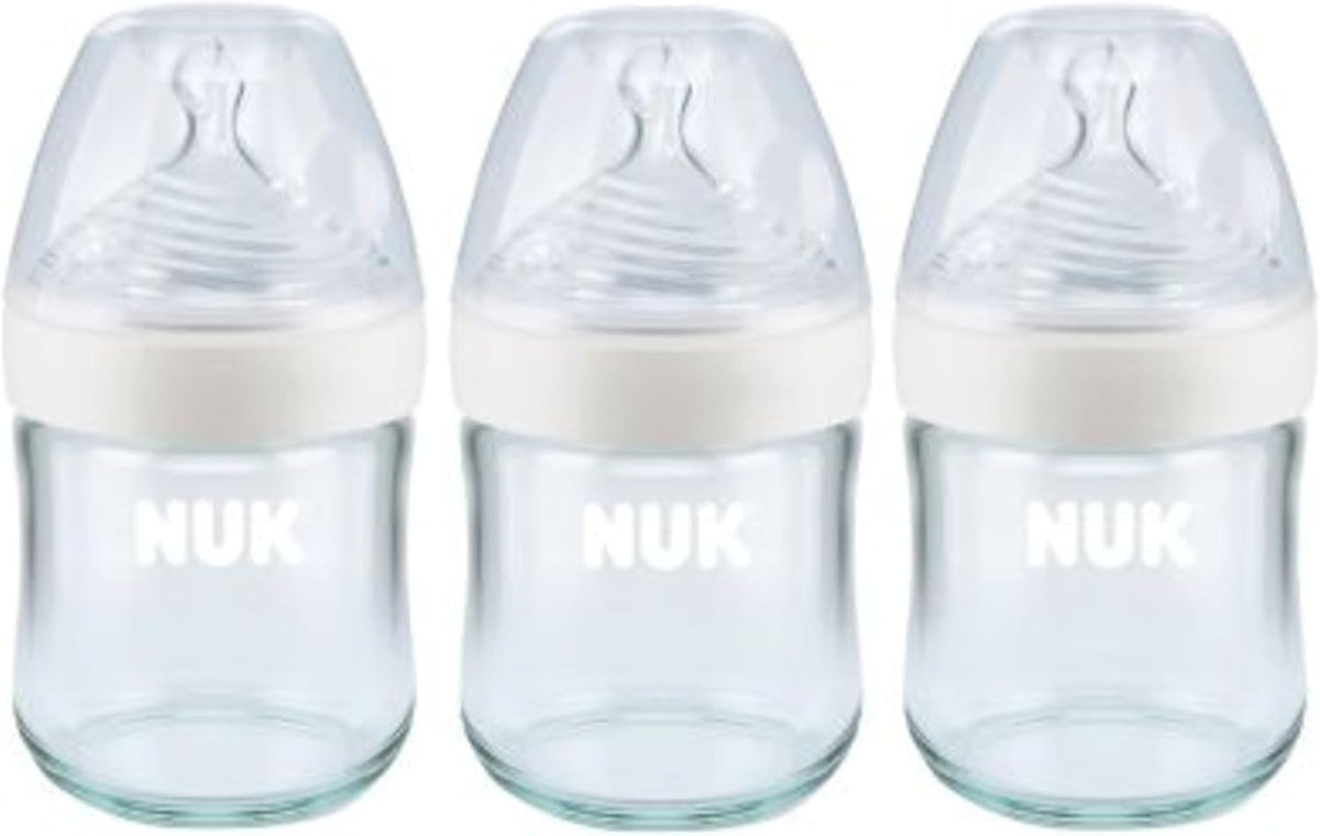 NUK Simply Natural Glass Baby Bottles, 4 oz, 3 Pack