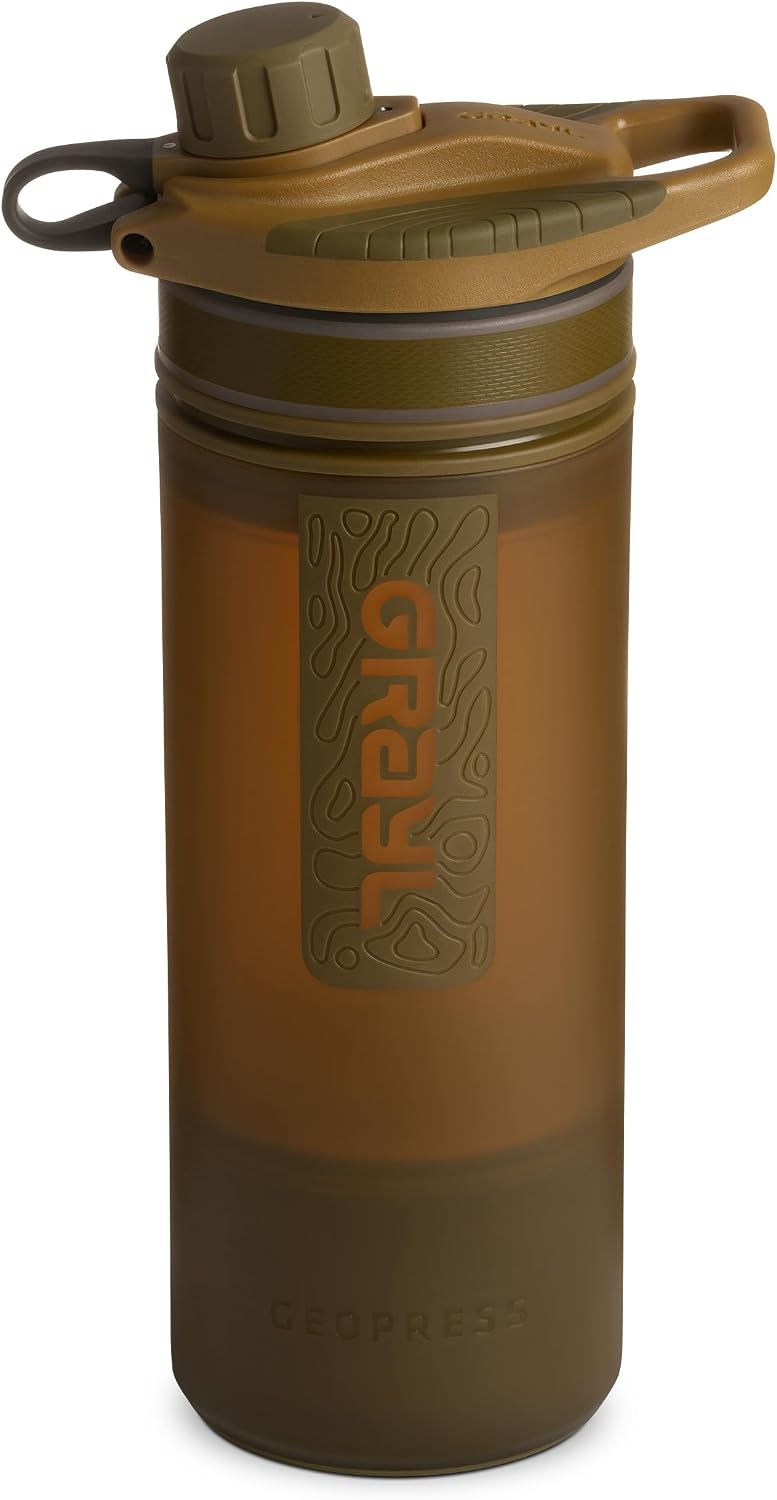 GRAYL GeoPress 24 oz Water Purifier & Water Filter Bottle, Black Camo