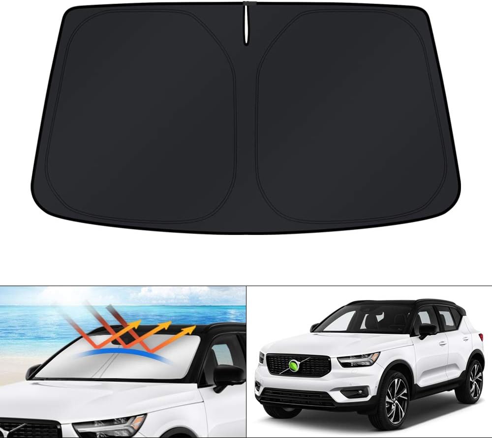 KUST Windshield Sun Shade for 2017-2026 Tesla Model Y/Model 3 Sunshade Accessories (Fit 2025-2026 Model Y Juniper / 2024 Model 3 Highland) Upgraded Foldable Sunshade, Blocks UV Rays Keep Car Cool