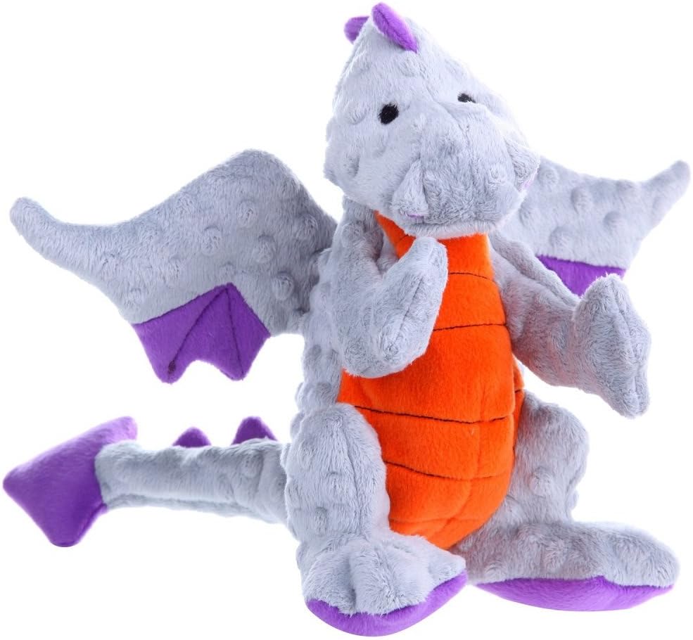 goDog Bubble Plush Dragons Squeaky Dog Toy, Chew Guard Technology - Coral, Large