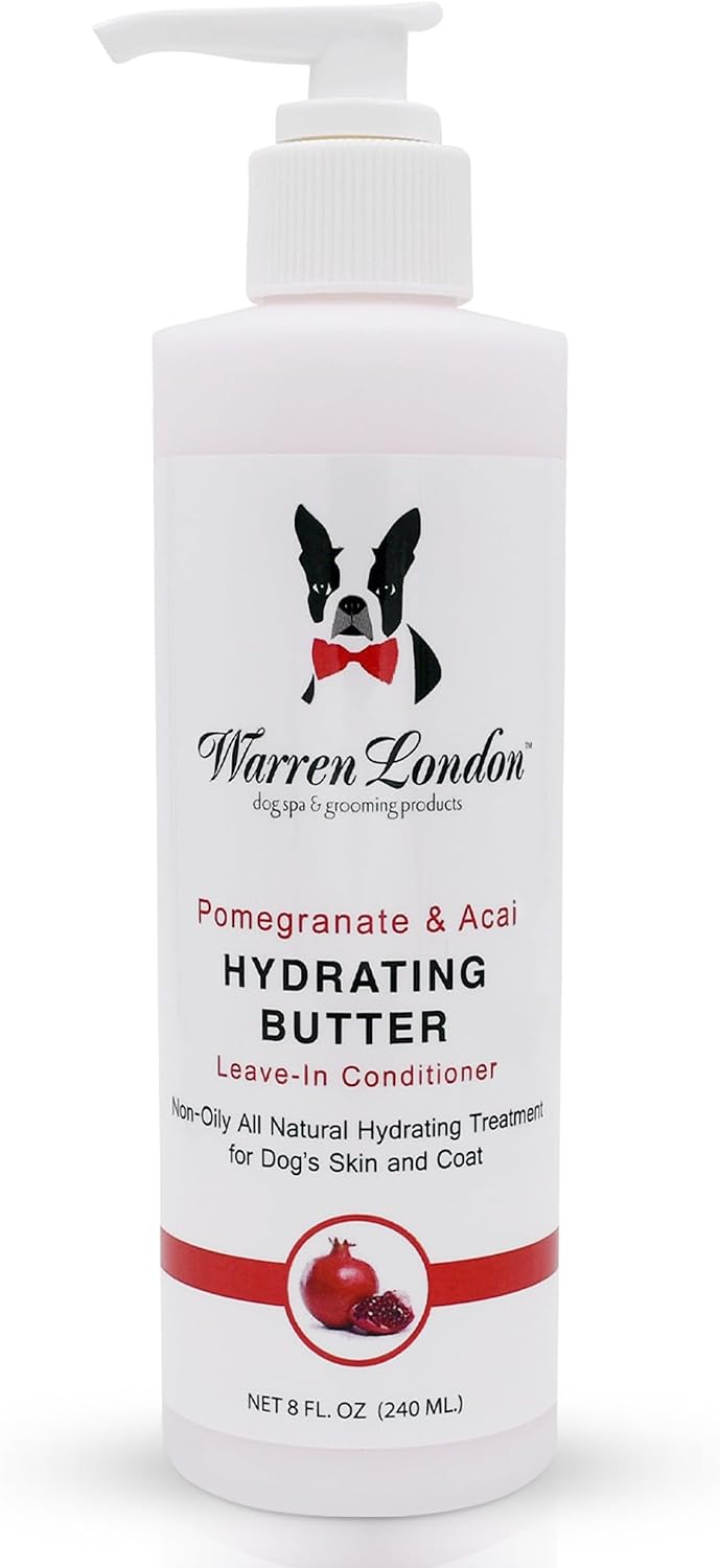 Warren London Hydrating Butter Leave in Pet Conditioner for Dogs | Lotion for Skin and Coat | Aloe Puppy & Dog Conditioner for Hair Detangler, Dry Skin, & Pet Fur Dandruff | Made in USA | Guava 8oz
