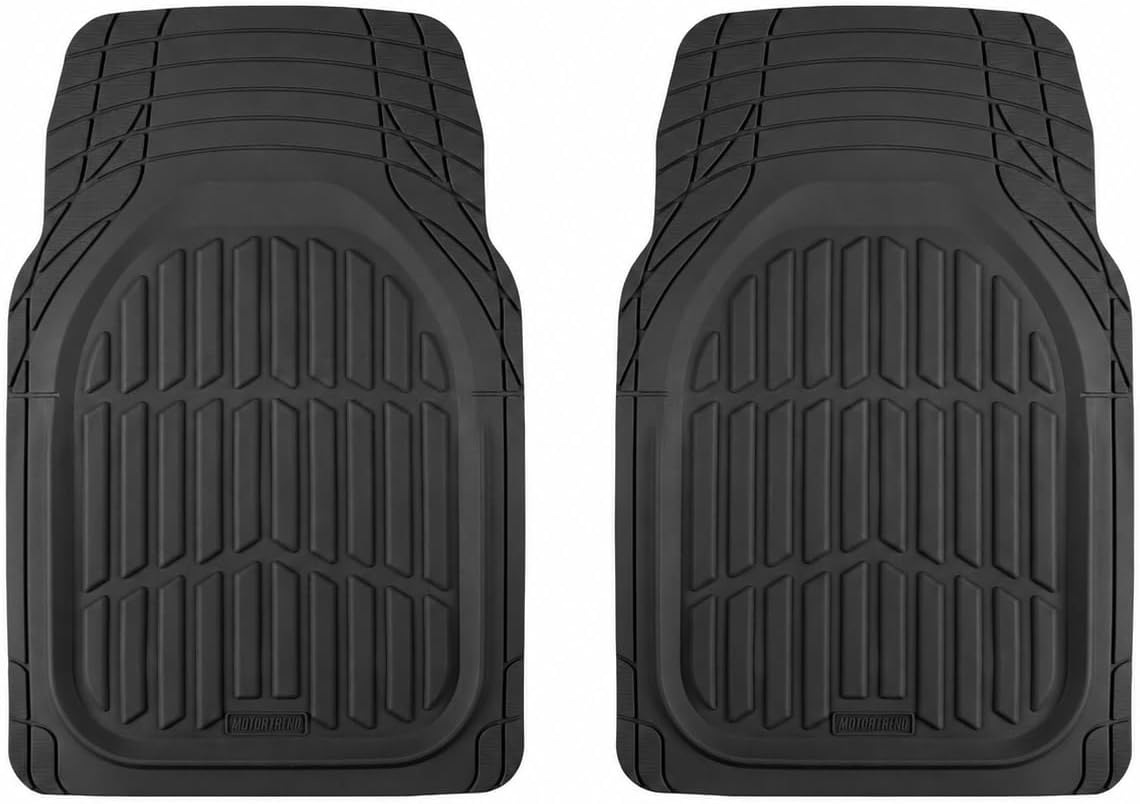 Motor Trend FlexTough Floor Mats for Cars, Black Deep Dish All-Weather Car Mats, Waterproof Trim-to Fit Automotive Floor Mats for Cars Trucks SUV, Universal Floor Liner Car Accessories