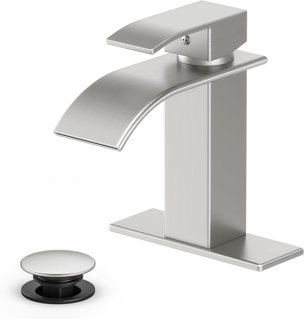 Ryuwanku Waterfall Bathroom Faucet, Matte Black Stainless Steel, 1-Handle