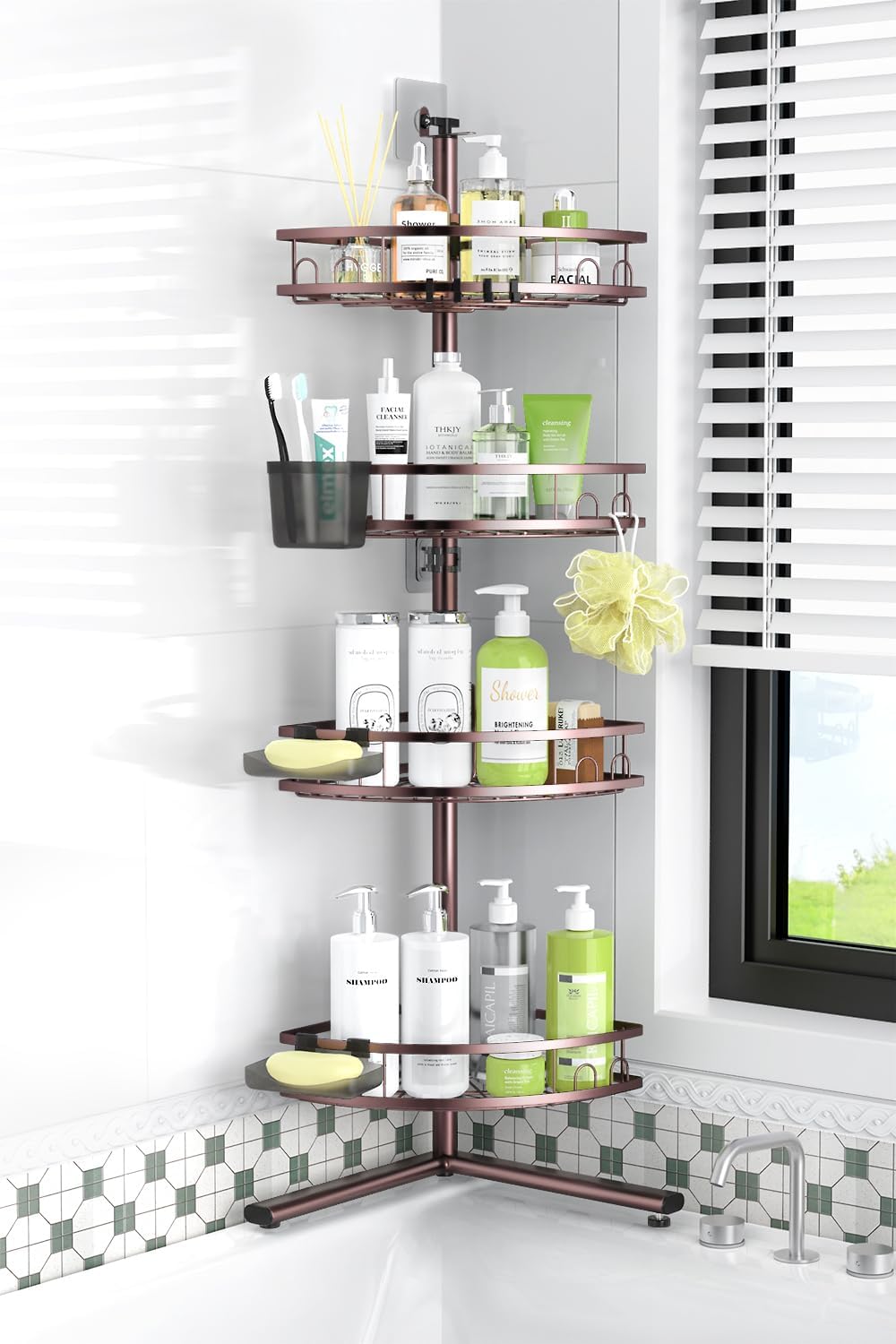 Standing Shower Caddy Corner - Rustproof Bathroom Shower Stand Shelf