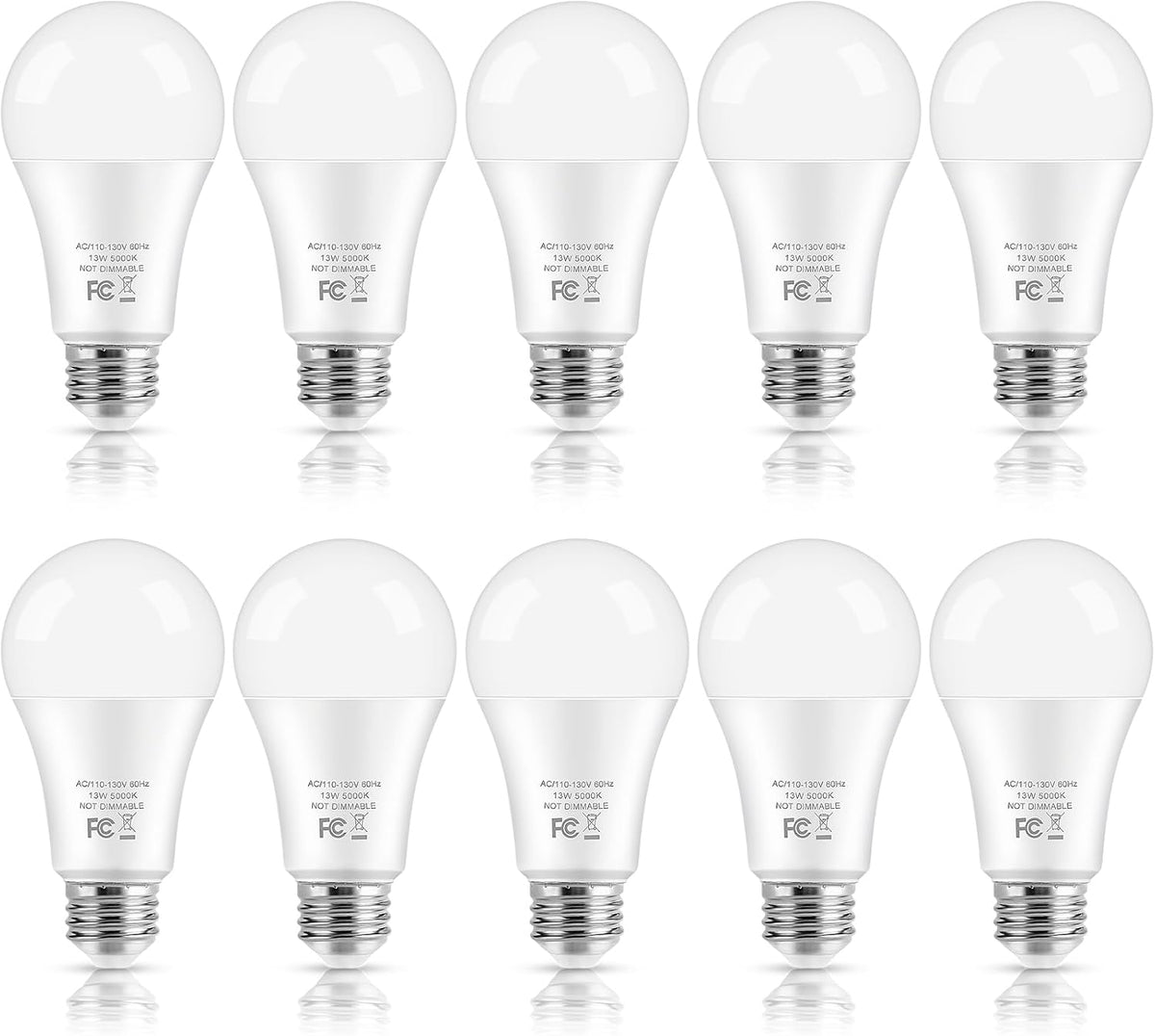 LED Light Bulbs, 100 Watt Equivalent A19, 13W 5000K Daylight White 1500 Lumens Non-Dimmable Bright E26 Edison Medium Screw Bulbs for Home Bedroom Kitchen Living Room Office Lamp, 4-Pack