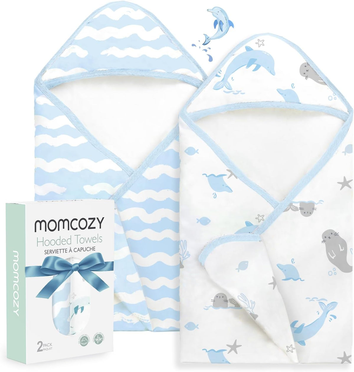Momcozy Baby Towels, Soft Absorbent Bath Towel for Newborn&Toddler,Lemon