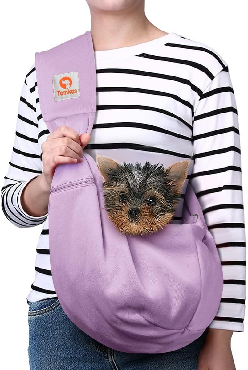 Tomkas Small Dog Sling Carrier - Classic Pocket & Classic Strap - Wrap Carrier - for 3-10 lbs Pets(Black)