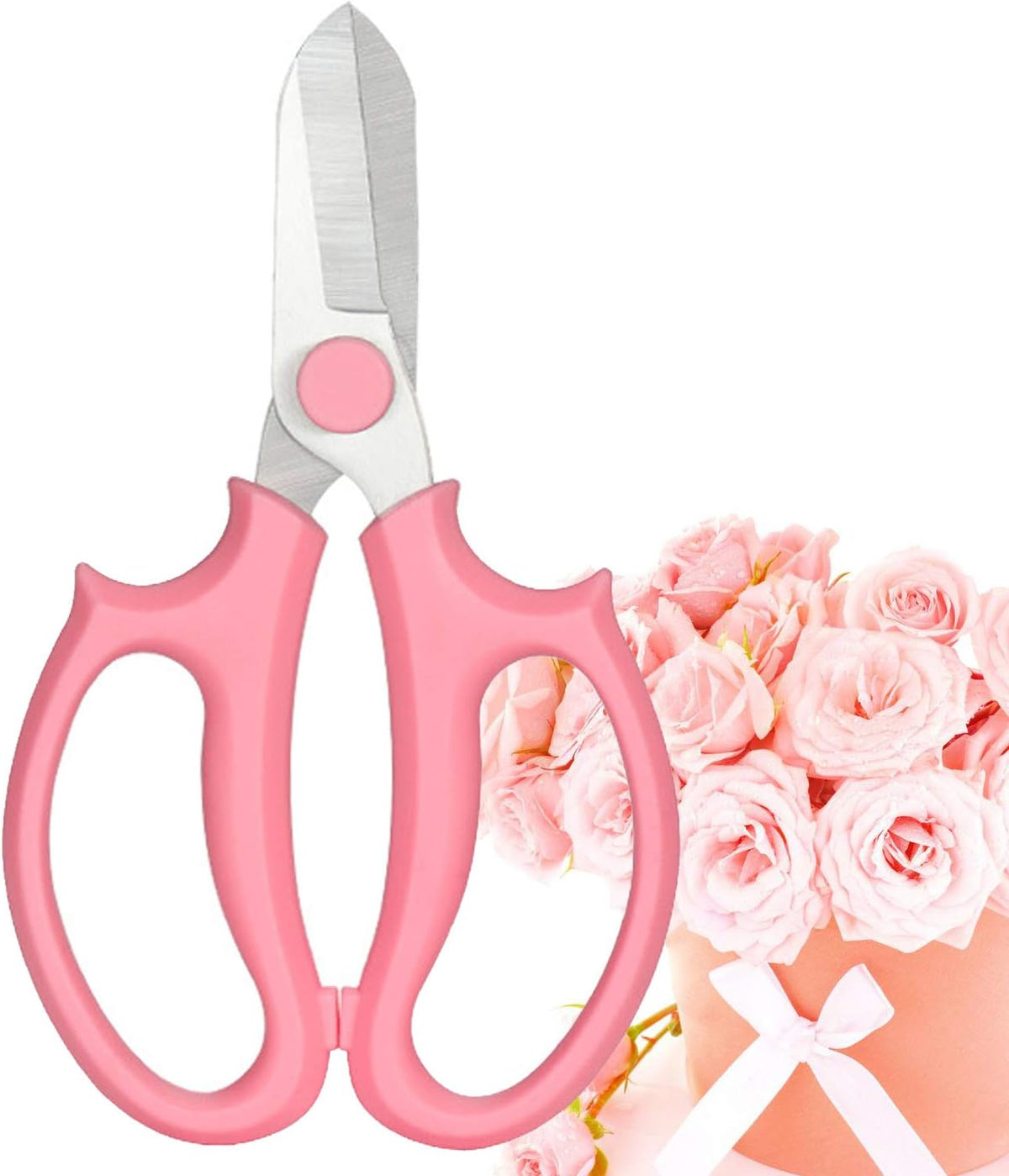 Leize Flower Scissors, Premium Thickened Stainless Steel Floral Shears, Strong Pruner for Flowers, Branches and Leaves (Grey Green Slender)
